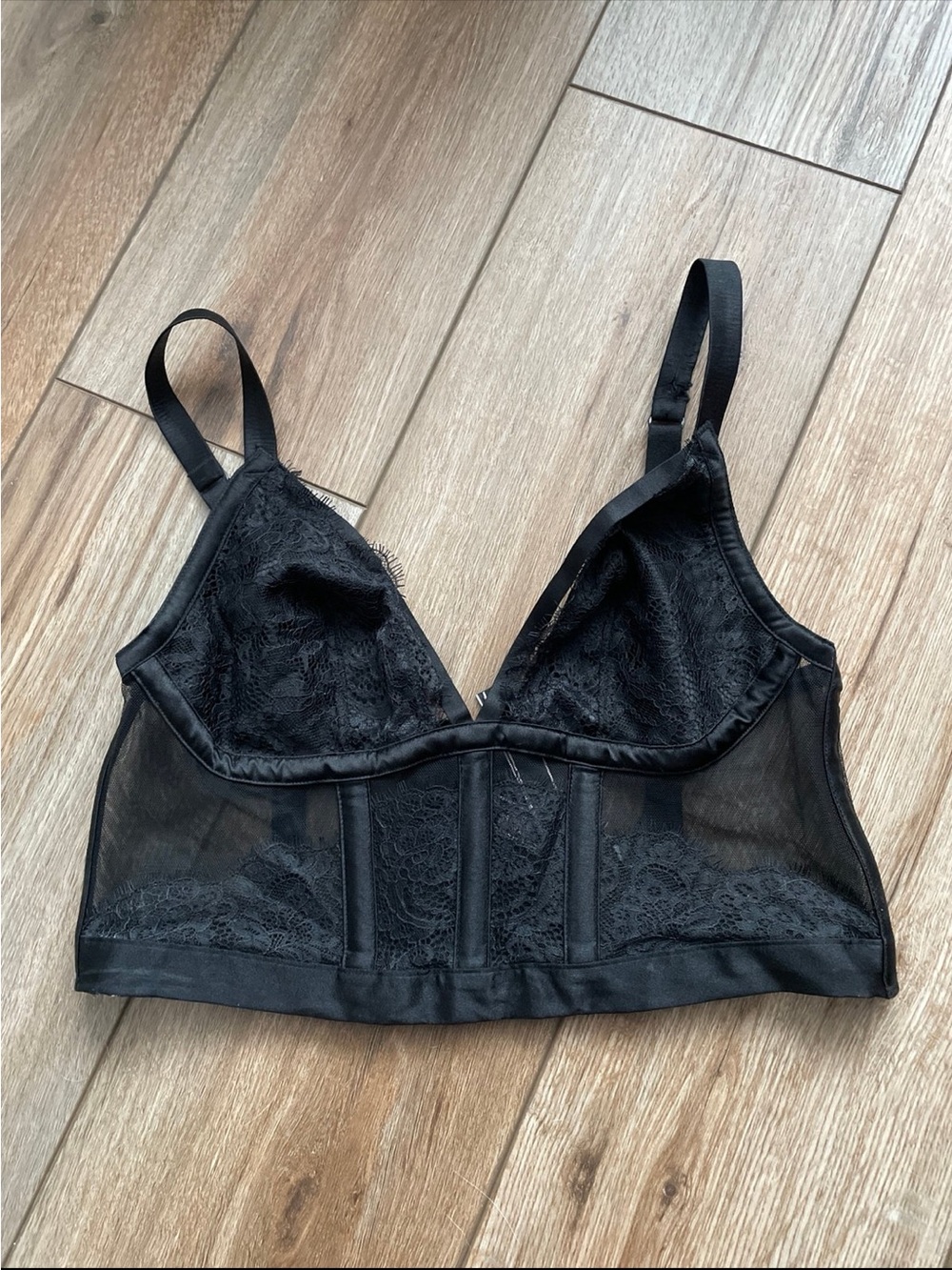 Victoria’s Secret Black Lace Corset Boned Top Medium